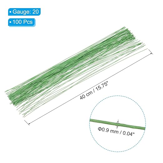 PATIKIL 20 Gauge 16" Floral Stem Wire, Light Green - Image 2