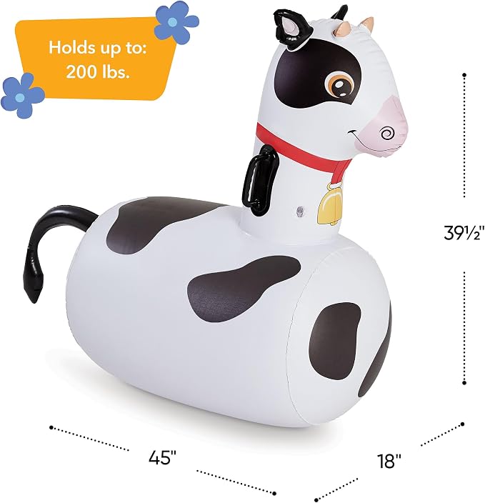 Hearthsong Hop N Go Inflatable Bouncy Cow Riding, Hopping Toys - Image 5