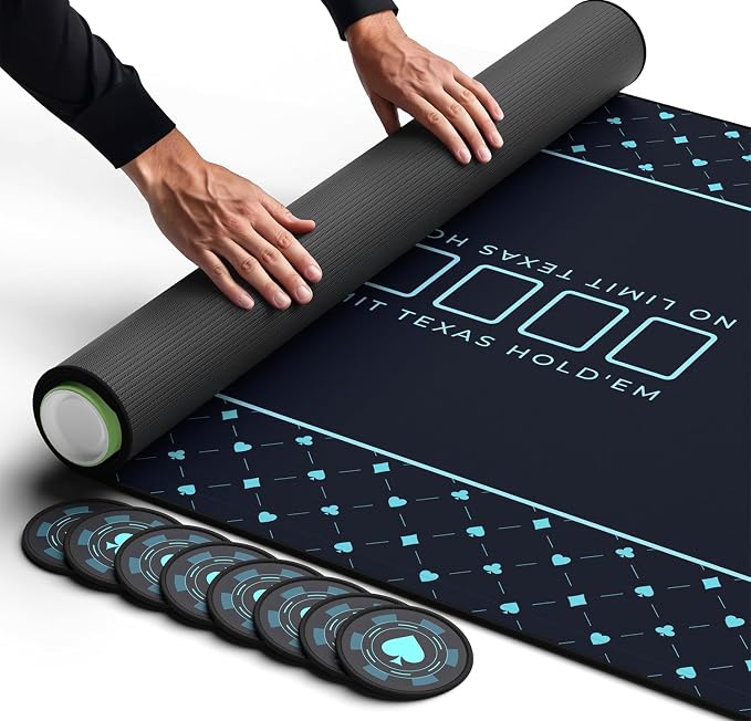 Newverest Poker Table Top 70" x 35", Texas Hold'em Poker Mat by Newverest