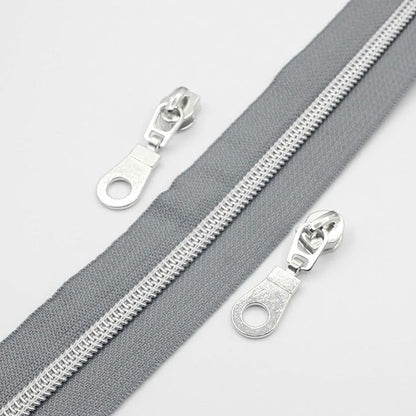 Leekayer #5 Metallic Silver Nylon Coil Zippers by The Yard Bulk 10 Yards Grey - Image 6