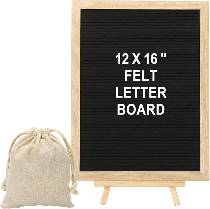 PATIKIL Felt Letter Board, 12x16Inches Black Wooden Changeable Message Board by PATIKIL