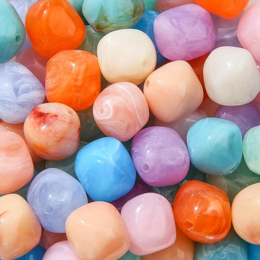 80pcs Acrylic Beads Large Imitation Marble Bead Vintage Colors Beads by CYEENUT