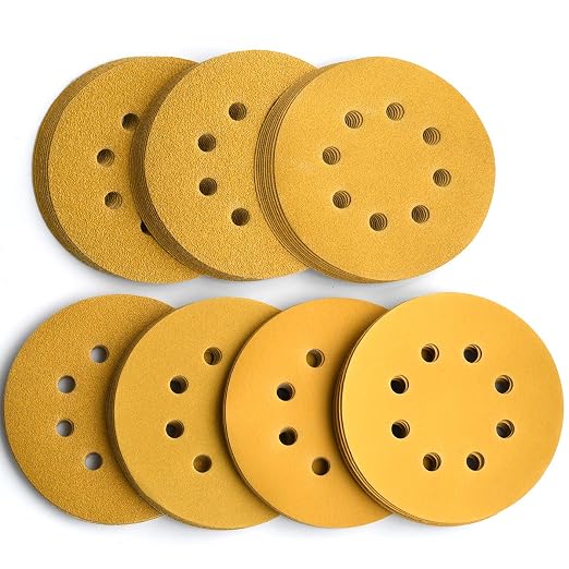 5-Inch 8-Hole Hook and Loop Sanding Discs, 60/80/120/150/220/320/400 Assorted by Aiyard