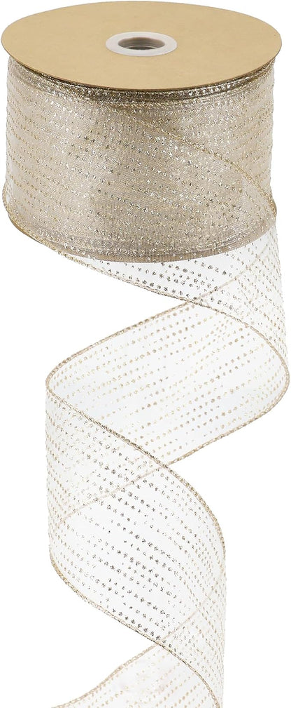 MEEDEE Champagne Gold Wired Ribbon by MEEDEE