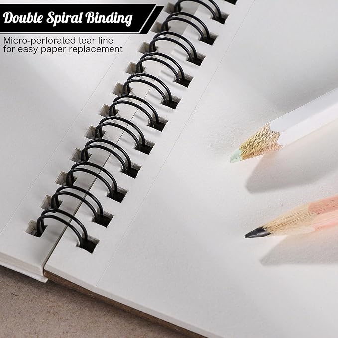 12 Pack Sketch Book, 8.5 x 11Inch Sketchbook, 68lb/100gsm Top Spiral Bound - Image 4
