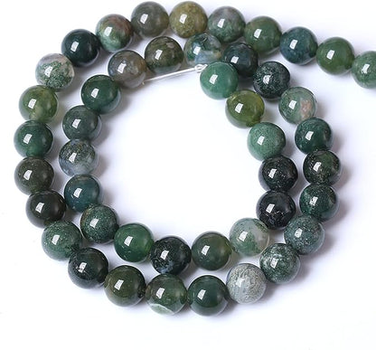 60PCS 6mm Natural Green Moss Agate Beads Gemstone Round Loose Spacer Beads - Image 5