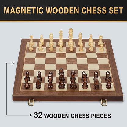 Magnetic Wooden Chess Set, Portable Travel Chess Set - Image 2