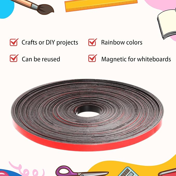 Magnetic Tape Roll Thin Strips, 0.39 Inch x 66 Feet Magnetic Board Dividers - Image 5