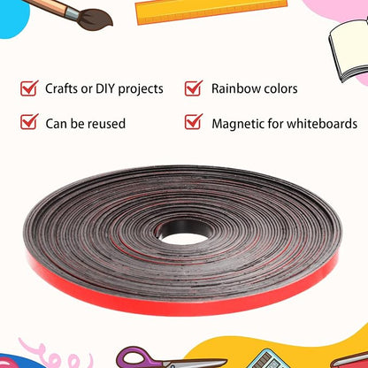 Magnetic Tape Roll Thin Strips, 0.39 Inch x 66 Feet Magnetic Board Dividers - Image 5