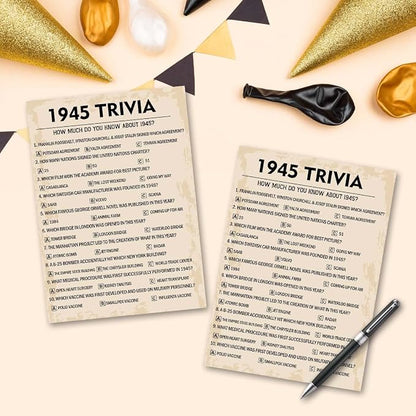 80th Birthday Party Games, 1945 Trivia Games, Birthday Party Supplies - Image 5