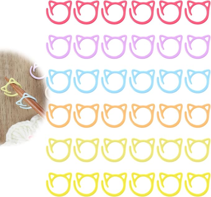 36Pcs Cat Stitch Markers for Crocheting, Cat Metal Crochet Stitch Marker Ring by Unknown