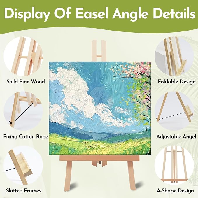 Conda 2 Pack 17 Inch Wooden Tabletop Easel Stand, A-Frame Art Painting Easel - Image 3