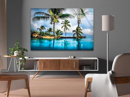 My Photostation.com 20Wx14H'' Island & Blue Sea Glass Wall ArtTempered Glass - Image 2