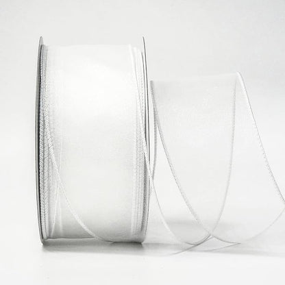 CT CRAFT LLC Sheer Organza Wired Ribbon 2.5" x 50Yards White - Image 2
