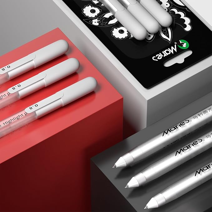 RVOGJP White Gel Pen Set, 3 Pack, 1mm Gel Ink Pens Opaque White Archival Ink - Image 3