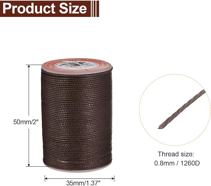 uxcell Round Leather Sewing Waxed Thread, 55m / 60 Yards Polyester Wax String - Image 2