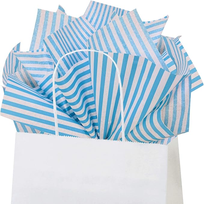Flexicore Packaging Turquoise Blue Pin Stripe Print Gift Wrap Tissue Paper - Image 4