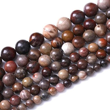 32pcs 12mm Natural Wooden Petrified Jade Agate Gemstone Beads Round Loose - Image 2