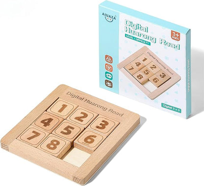 Wooden Number Sliding Puzzle，Brain Teasers Toy Tangram Slide Puzzle by AIUAZA