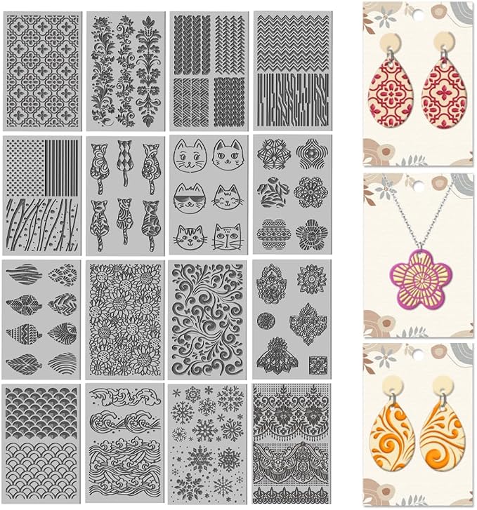 CHGCRAFT 16 Sheets Artistic Mandala Clay Texture Mat Baroque Pattern Polymer by chgcraft