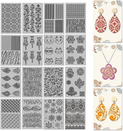CHGCRAFT 16 Sheets Artistic Mandala Clay Texture Mat Baroque Pattern Polymer by chgcraft