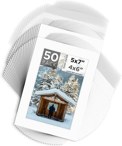 Mat Board Center, 5x7 for 4x6 White Mat Kit by MatBoardCenter