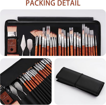 26pcs Paint Brush Set, Fuumuui Professional Acrylic Paint Brushes Complete - Image 6