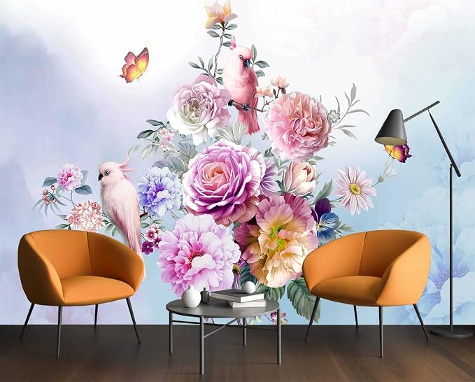 Wall Murals Full of Romantic Leaves and Flower Wallpaper - Image 2