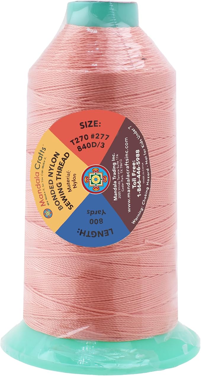Mandala Crafts Bonded Nylon Thread Blush Heavy Duty Sewing Threads - Image 3