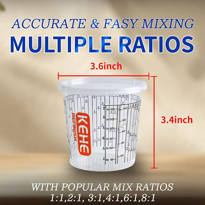 15 PACK Paint Mixing Cups by KEHE REFINISH, 18 oz, Disposable or Reusable - Image 6