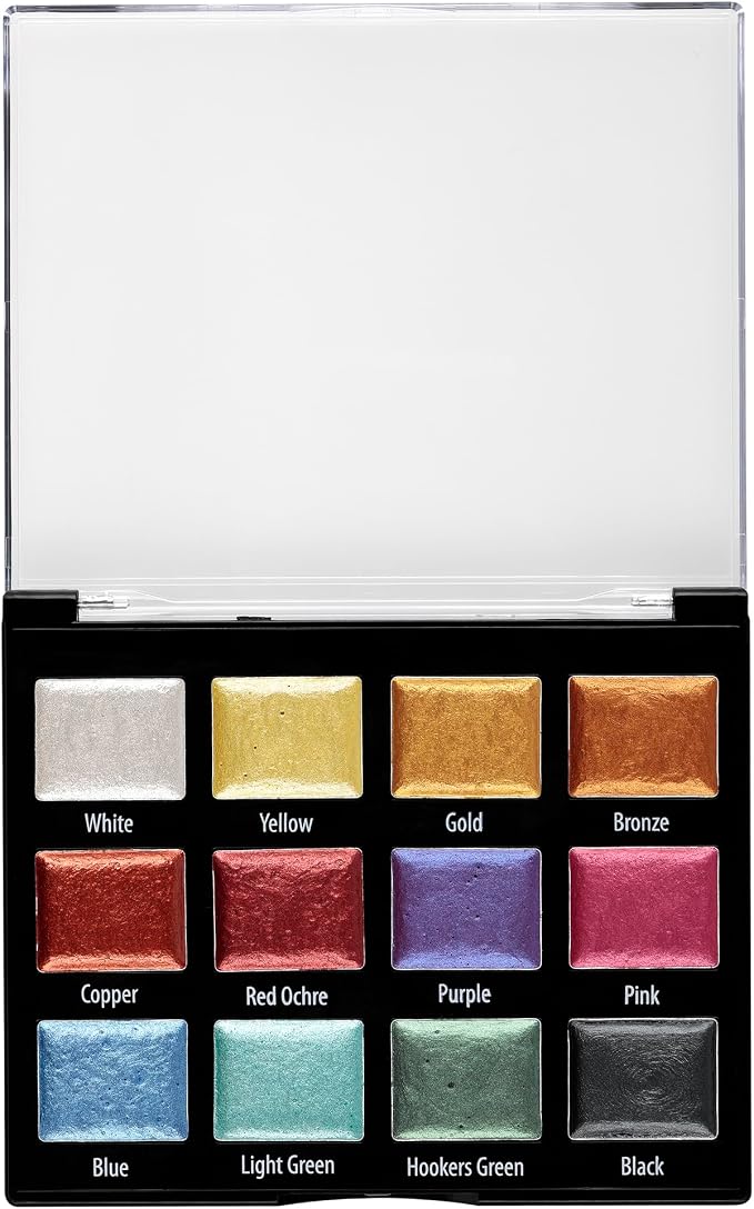 Soho Urban Artist Metallic Watercolors Set – 12 Vibrant Metallic Half Pans in - Image 3