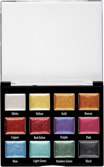 Soho Urban Artist Metallic Watercolors Set – 12 Vibrant Metallic Half Pans in - Image 3