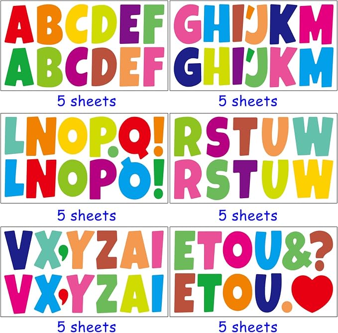 Bemeol 360 Pcs 30 Sheets Bulletin Board Letters 2.5 Inches Alphabet Stickers - Image 3