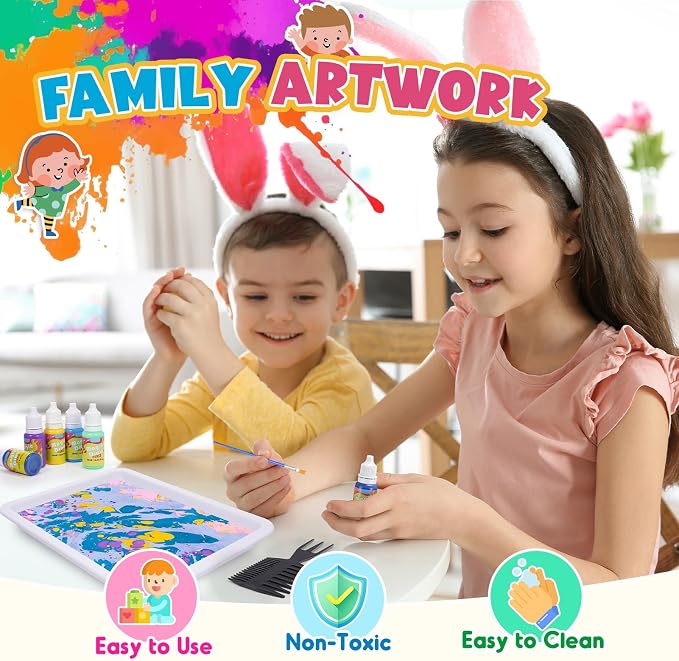 Glow Water Marbling Paint for Kids, Arts and Crafts Crafts for Kid Age 6-12 - Image 5