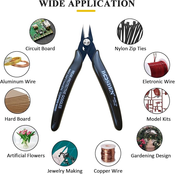 170 Wire Cutters, 10 Pack, Flush Cut Pliers 5 Inch, BOOSDEN Micro Wire Cutters - Image 4