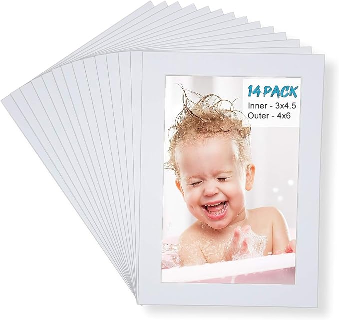 Egofine 4x6 White Picture Mats Pack of 14, Frame Mattes by Egofine