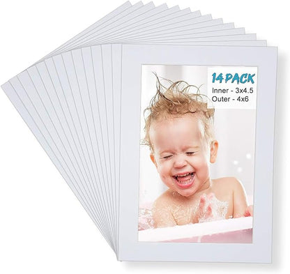 Egofine 4x6 White Picture Mats Pack of 14, Frame Mattes by Egofine
