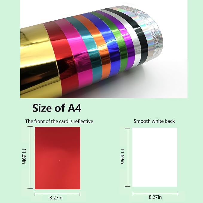 TGXRZX Metallic Red Cardstock Paper, Size 8 "x 11", Mirror Finish Gold Foil - Image 2