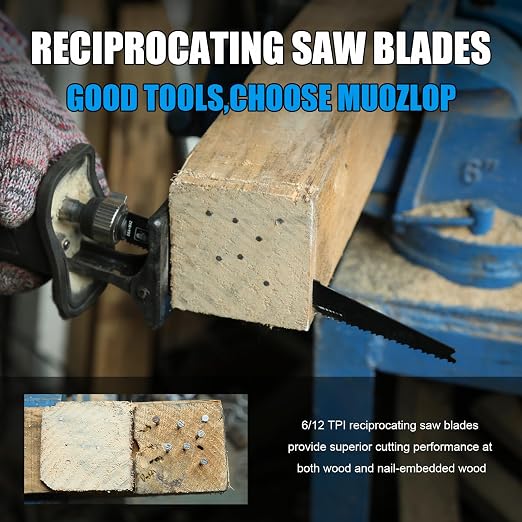 10Pack 12 inch Reciprocating Saw Blades Set, 6/12TPI High Carbon Saw Blades - Image 4