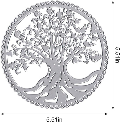 Tree Frame Metal Cutting Dies for Card Making, Tree Leaves Round Frame Die Cuts - Image 2