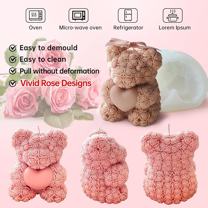 Rose Bear Silicone Mold - Image 4