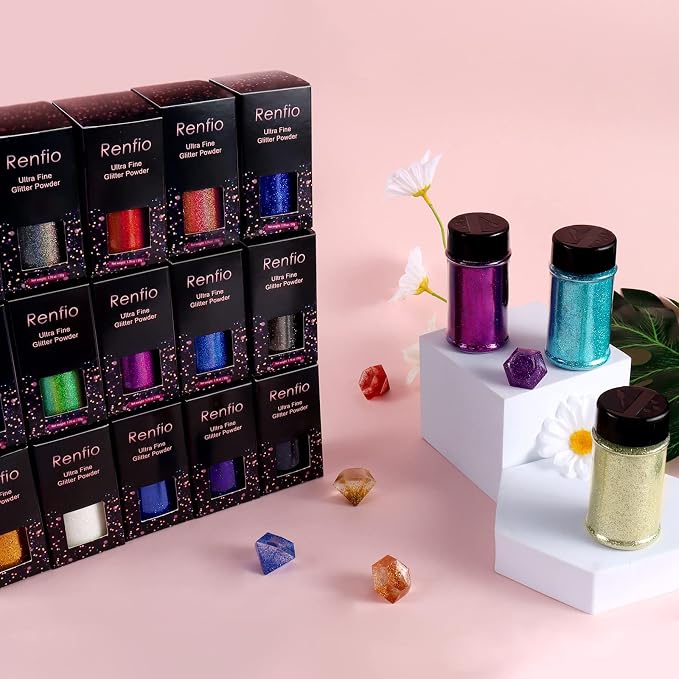 Renfio Ultra Fine Glitter Powder Metallic Resin Glitter 2.11 Oz PET Flakes - Image 6
