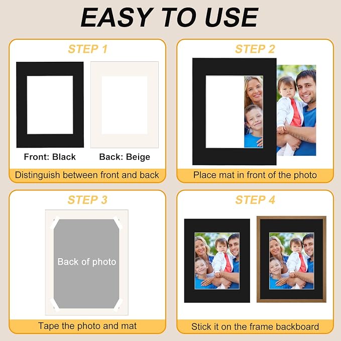 Phinus 8 Pack Picture Mats for Frames, Acid Free 11x14 Matted to 8x10, Picture - Image 5