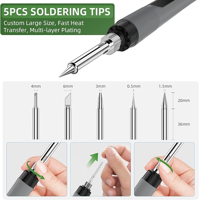Soldering Iron Kit, 190W Soldering Gun, 110V LED Solder Kit - Image 6