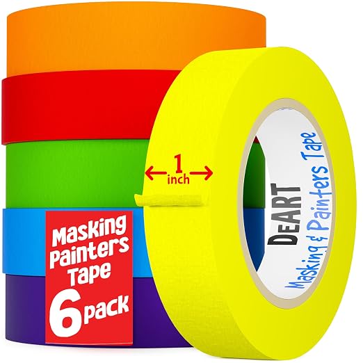 DEART 6Pcs Colored Masking Tape, Extra Long 1008 Feet or 360 Feet x 1 Inch by Unknown