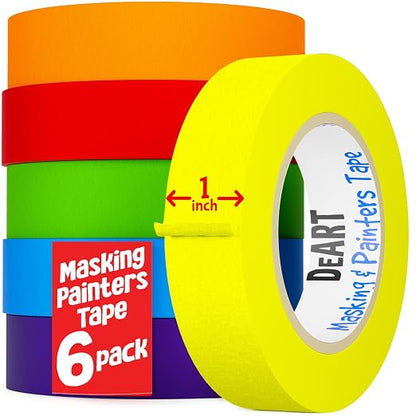 DEART 6Pcs Colored Masking Tape, Extra Long 1008 Feet or 360 Feet x 1 Inch by Unknown