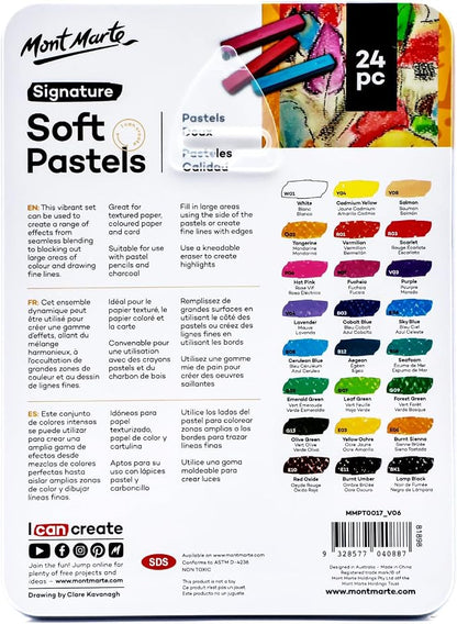 Mont Marte Soft Pastels in Tin Box Signature 24pc, 24 Assorted Colors, Vibrant - Image 9