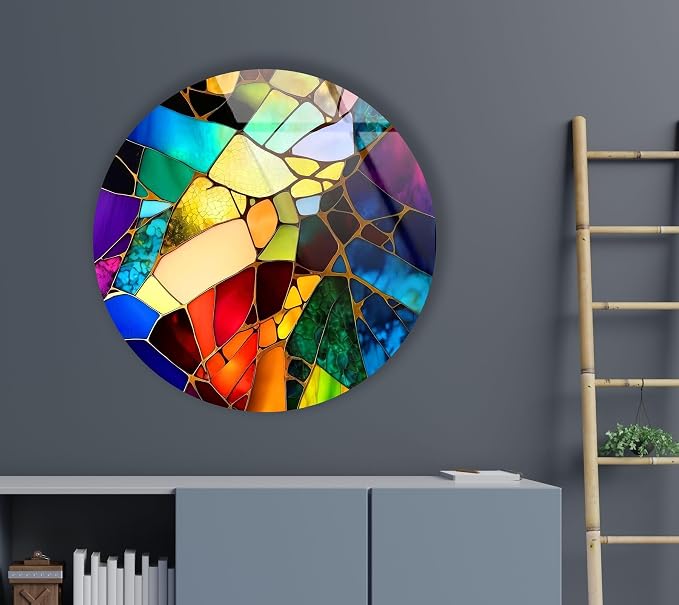 My Photostation.com 27.5'' Diameter Multicolor Round Stained Glass Wall Art - Image 3