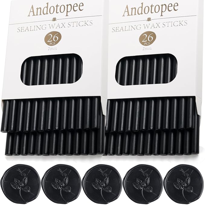 52pcs Black Sealing Wax Sticks, Andotopee Glue Gun Wax Seal Sticks by Andotopee