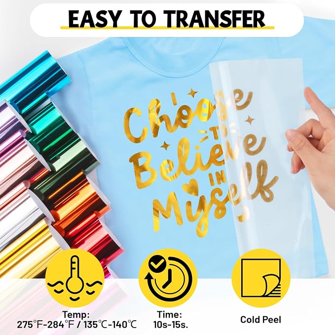 TECKWRAP Gold HTV Heat Transfer Vinyl 12" x 5ft Chrome Gold Vinyl - Image 5